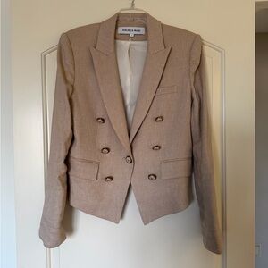 Veronica Beard Beige Dickey Double-Breasted Blazer